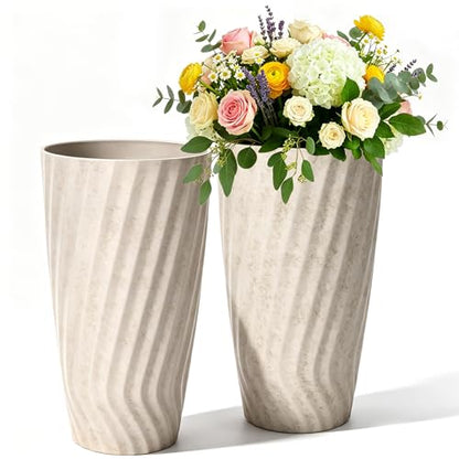 24" Resin Tall Outdoor Planters (2 Count)