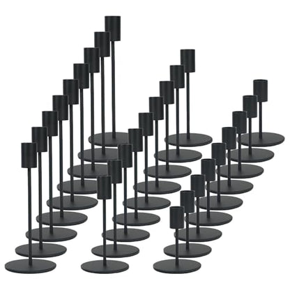 Black Candlestick Holders Bulk for Taper Candles Decorative Metal Candelabra Candle Holders Fit 0.8 Inch Diameter Candles Gold Taper Candle Stands for Wedding Home Party Table Decor (27 Count)