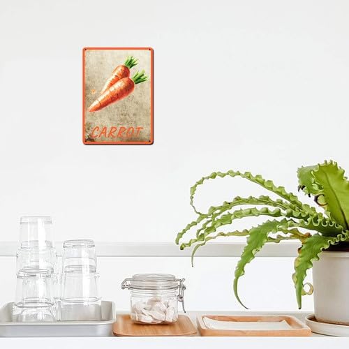 Vegetables Metal Sign Vintage Decor Carrot Sign Farm Wall Decor Sturdy Rust Waterproof Aluminum Signs for Outdoor Yard Garden Easy to Install 8x12inch