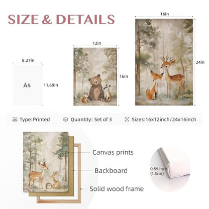 Framed Woodland Animals Wall Art Set of 3 (3 Count)