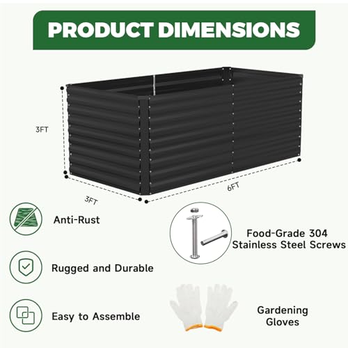 6x3x3ft Outdoor Metal Raised Garden Bed (2 Count)