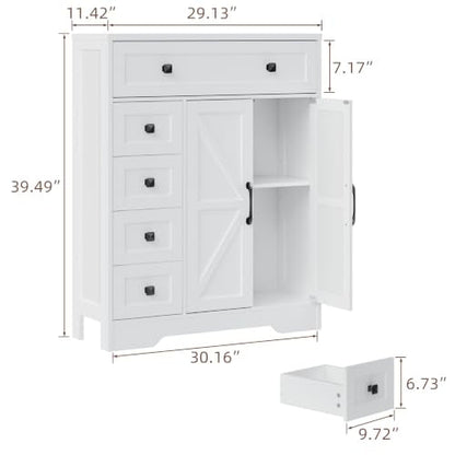Farmhouse Storage Cabinet with 2 Doors and 5 Drawers