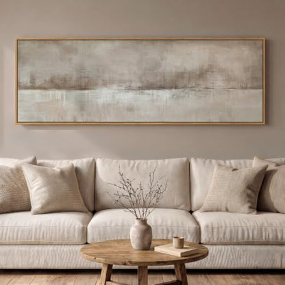 Large Framed Neutral Abstract Wall Art for Living Room