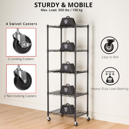 5 Wire Shelving Metal Storage Rack Adjustable Shelves