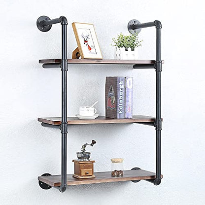 Industrial Pipe Shelves With Wood Planks