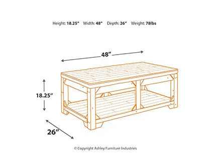 Fregine Farmhouse Rectangular Lift Top Coffee Table with Floor Shelf