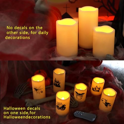 Halloween Outdoor Battery Operated Flameless LED Candles Remote Timer 6 PCS