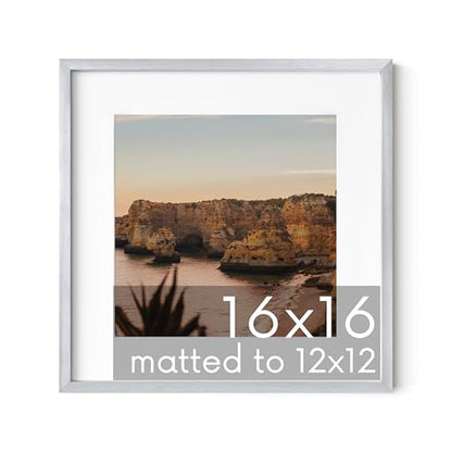 16x16 Silver Metal Picture Frame Matted to 12x12