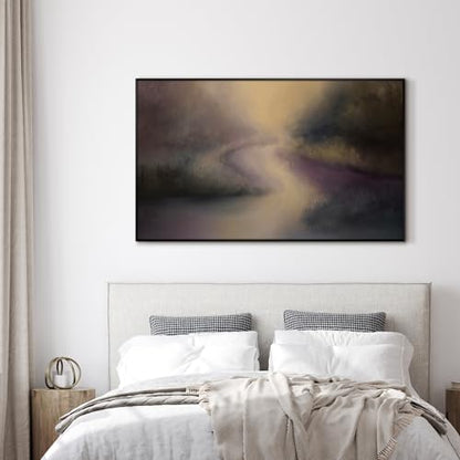 36"x60" Extra Large Framed Wall Art Golden Light River Path Dreamy Impressionist Landscape Illustration for Home Living Room Bedroom Decor