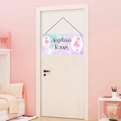 Personalized Cute Dancing Girl Sign, Ballet Girls Signs Kids Room Custom Name Door Wall Decor, Floral Nursery Art Plate For Boys Room Girls Bedroom Little Man Cave