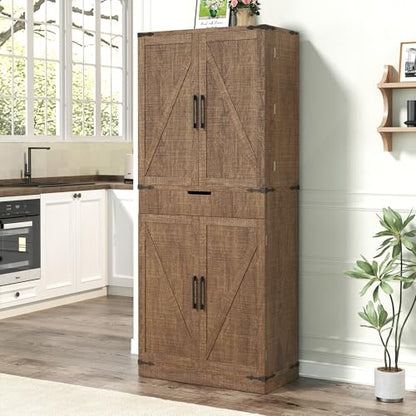 72" Kitchen Pantry Storage Cabinet with Doors and Shelves