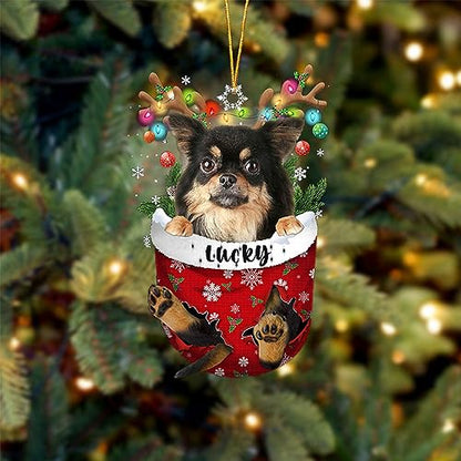 Chihuahua Long Haired Dog Christmas Ornament