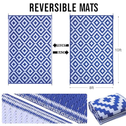Outdoor Rug 8x10 ft Waterproof Reversible Mat (80 Count)