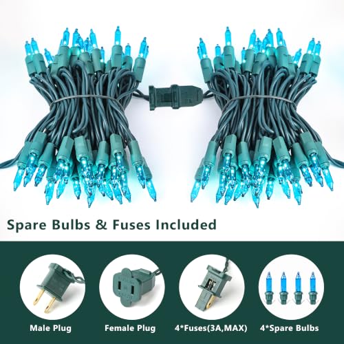Teal Christmas Incandescent String Lights Outdoor 300 Count 69.6ft