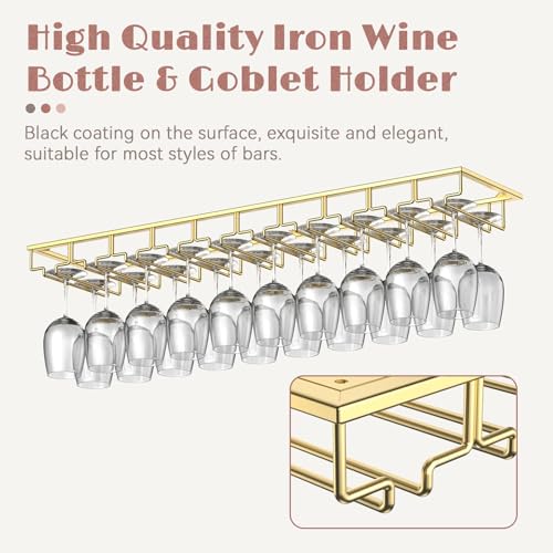 10 Row Wine Glass Rack Under Cabinet Large Capacity