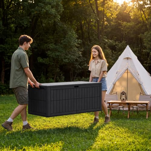 185 Gallon Deck Box Resin Outdoor Storage Box Waterproof