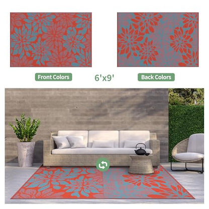 Outdoor Rug Waterproof Plastic Rugs for Patio (54 Sq Ft)
