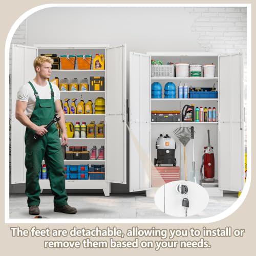 Metal Kitchen Pantry Storage Cabinet with Lock Doors and Shelves