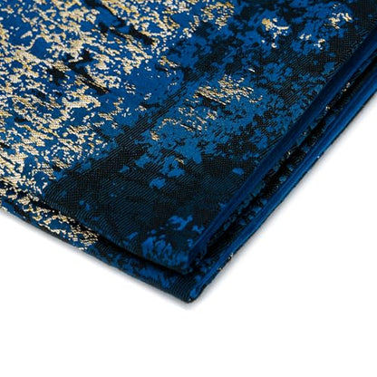 Navy Champagne Metallic Jacquard Pillow Covers 20x20 Pack of 2 Velvet Back Modern Glam Sofa Decor (2 Count)