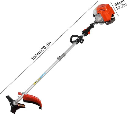 52cc Gas Weed Eater,Gas String Trimmer,5 in 1 Cordless Hedge Trimmer[2 Stroke],Multi Garden Tools Brush Cutter, Weed Wacker, Pole Saw with Extension Pole, String Trimmer for Yard Lawn (red)