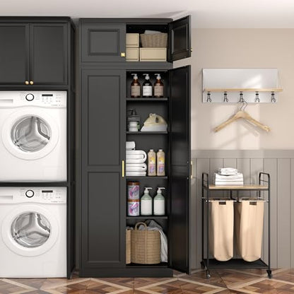 86"Metal Pantry Storage Cabinet with Doors & 4 Adjustable Shelves