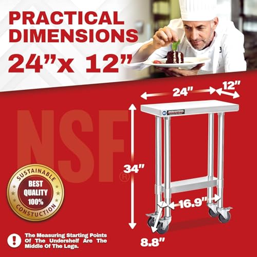 24x12 NSF Stainless Steel Cart Work Table