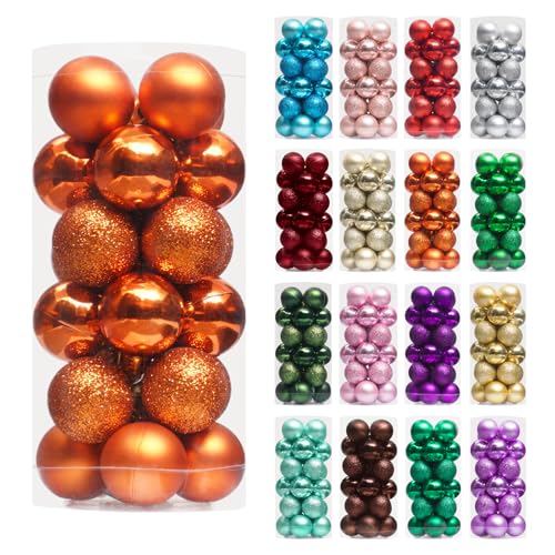 24ct Mini Christmas Ball Ornaments Shatterproof Christmas Ornaments Set Decorations for Xmas Tree Balls 30mm (24 Count)