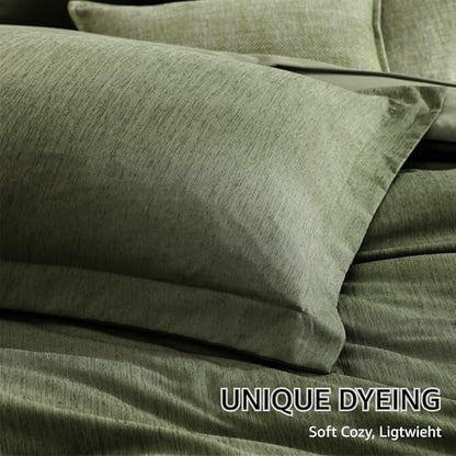 Twin XL Comforter Set Olive Green 5 Pieces Bed in a Bag for Dorm