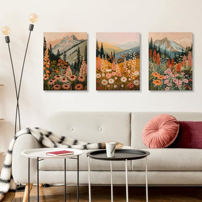 Wrapped Canvas Daisy Mountain Wildflower Wall Art Set of 3 (3 Count)