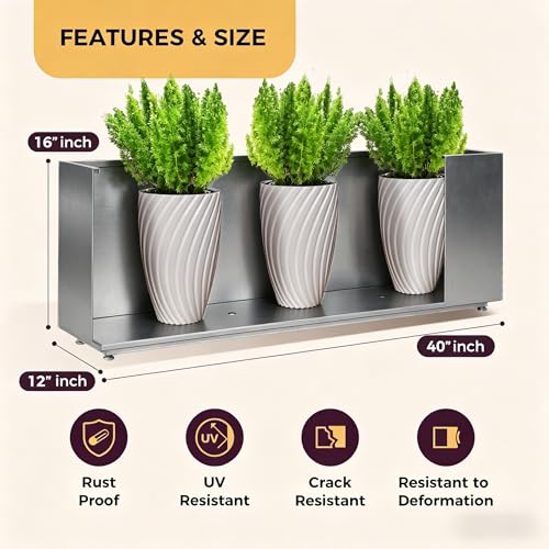 Corten Steel Style Planter Box 40Wx12Dx16H