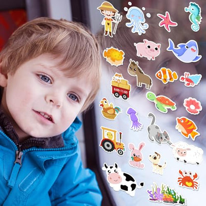 Window Clings Stickers for Kids Window Gel Clings Decals Thick Gel Clings Toddlers and Adults Classroom Home Nursery Airplane Birthday Party Supplies