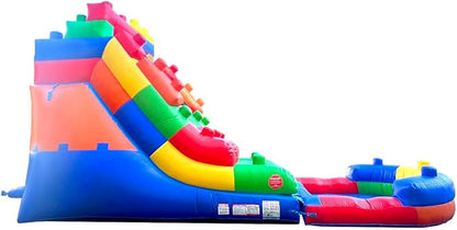 Inflatable Water Slide for Kids & Toddlers with Inflatable Pool, Backyard, Park or Commercial Use, Outdoor Water Play, Includes Blower Stakes, Splash Pool & Storage Bag, Large 25.5' x 9' x 15'