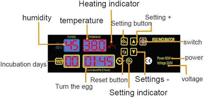 Egg Incubator, Incubators for Hatching Eggs Automatic Turning Digital Temperature Control Poultry 48 Eggs for Chickens Ducks Birds