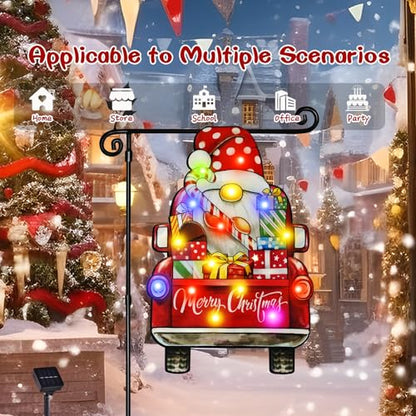 12x18 Lighted Christmas Dwarf Garden Flag