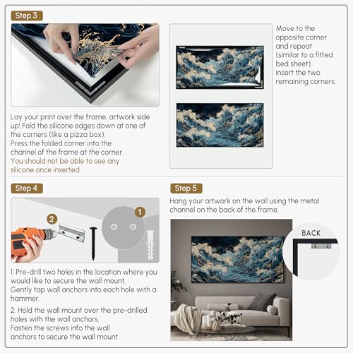 24"x46" Extra Large Framed Wall Art Soft Sand Wave Abstract Neutral Illustration for Home Living Room Bedroom Decor