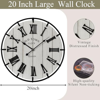Large 20 Inch Farmhouse Wall Clock