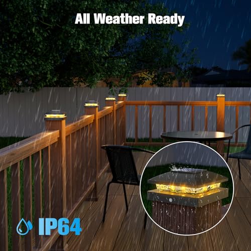 24 Pack Black Solar Post Cap Lights Fit 4x4 Fence Deck Post (24 Count)