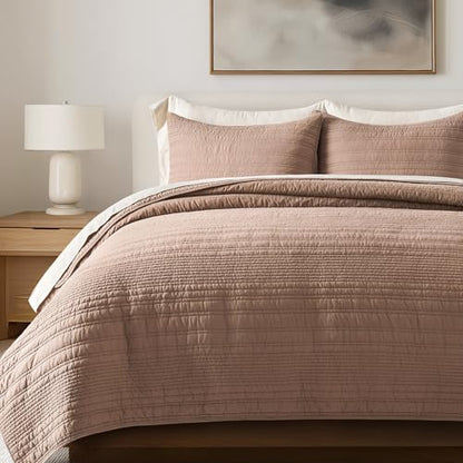 HOME 100% Cotton Modern Lines Quilt Set Queen Size