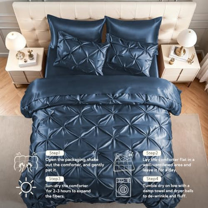 Satin Queen Comforter Set Mood Indigo