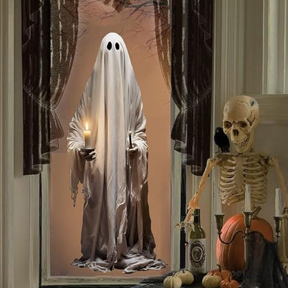 Halloween Window Clings for Glass 2 Sheets Ghost Window Decals Spooky Window Stickers Reusable Windows Cling for Halloween Fall Party Supplies Home School Office Glass Decorations (2 Count)