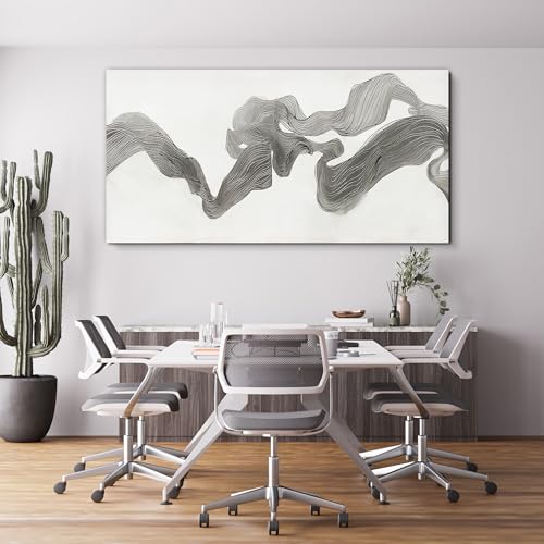 Abstract Wall Art Decor Large Modern Wall Art Decor Oversized Wall Art Pictures for Living Room Abstract Canvas Art Wall Decor Gray White Wall Art Prints Artwork for Walls Home Office Decor 29" X 58"
