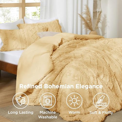 Tufted Boho Comforter Set Queen Size