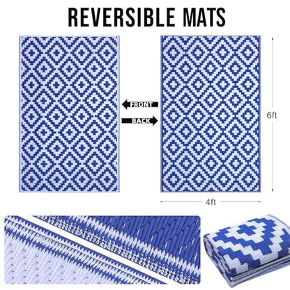 Outdoor Rug 4x6 ft Waterproof Reversible Mat