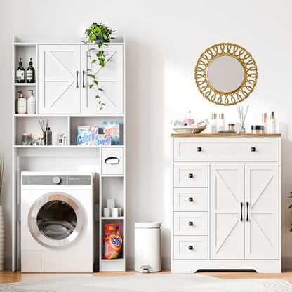 Farmhouse Storage Cabinet with 2 Doors and 5 Drawers