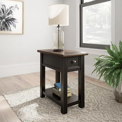 Narrow Chairside End Table with Charging Station