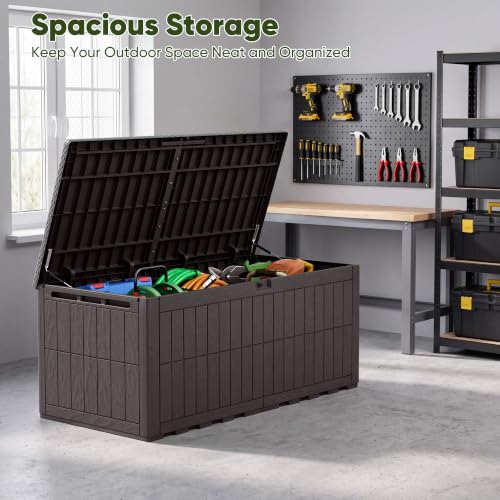 230 Gallon Deck Box Resin Outdoor Storage Box Waterproof
