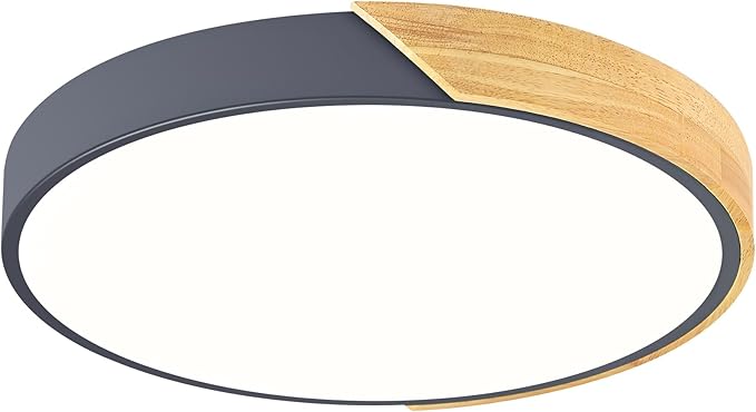 Vikaey Modern LED Ceiling Light, Minimalist Wood Flush Mount Ceiling Light