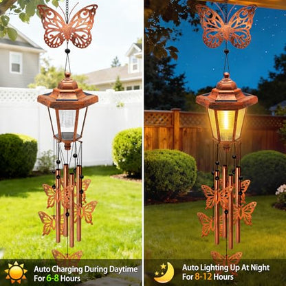 Large Solar Butterfly Wind Chimes