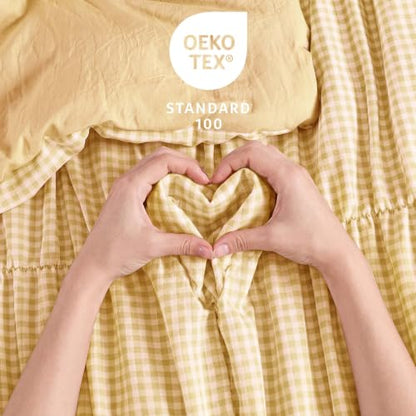 Yellow Gingham Queen Size Comforter Sets