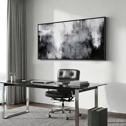 Large Framed Black and White Abstract Wall Art for Living Room
